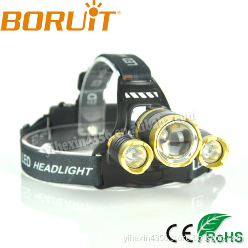 Adjustable 4 Modes RJ3000 T6+2R2 LED Headlight Hunting Headlamp Golden (2x18650)